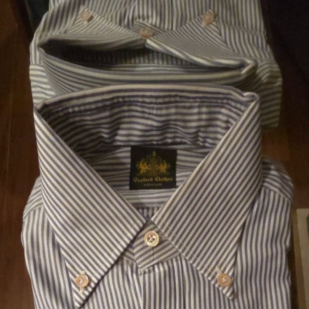 Oxxford Hand Made Striped Dress Shirt - Unique - Picture 6 of 11
